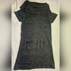 Faded Glory Girls Black Short Sleeve Cowl Neck Tunic Sweater Size Medium